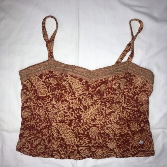 Ralph Lauren Paisley Smocked Cami Top Y2K Boho Grandmacore Medium - Picture 4 of 9